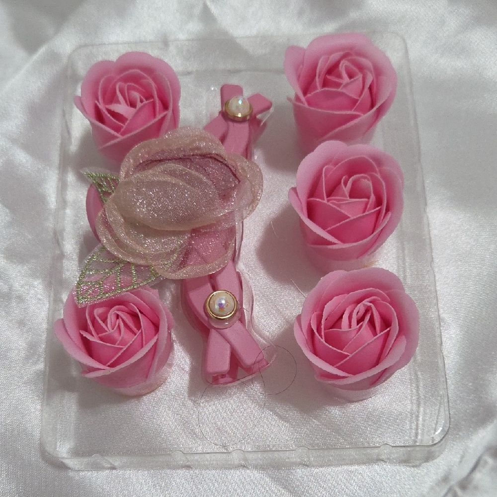 Elegant Pink Rose Hair Clip Set
